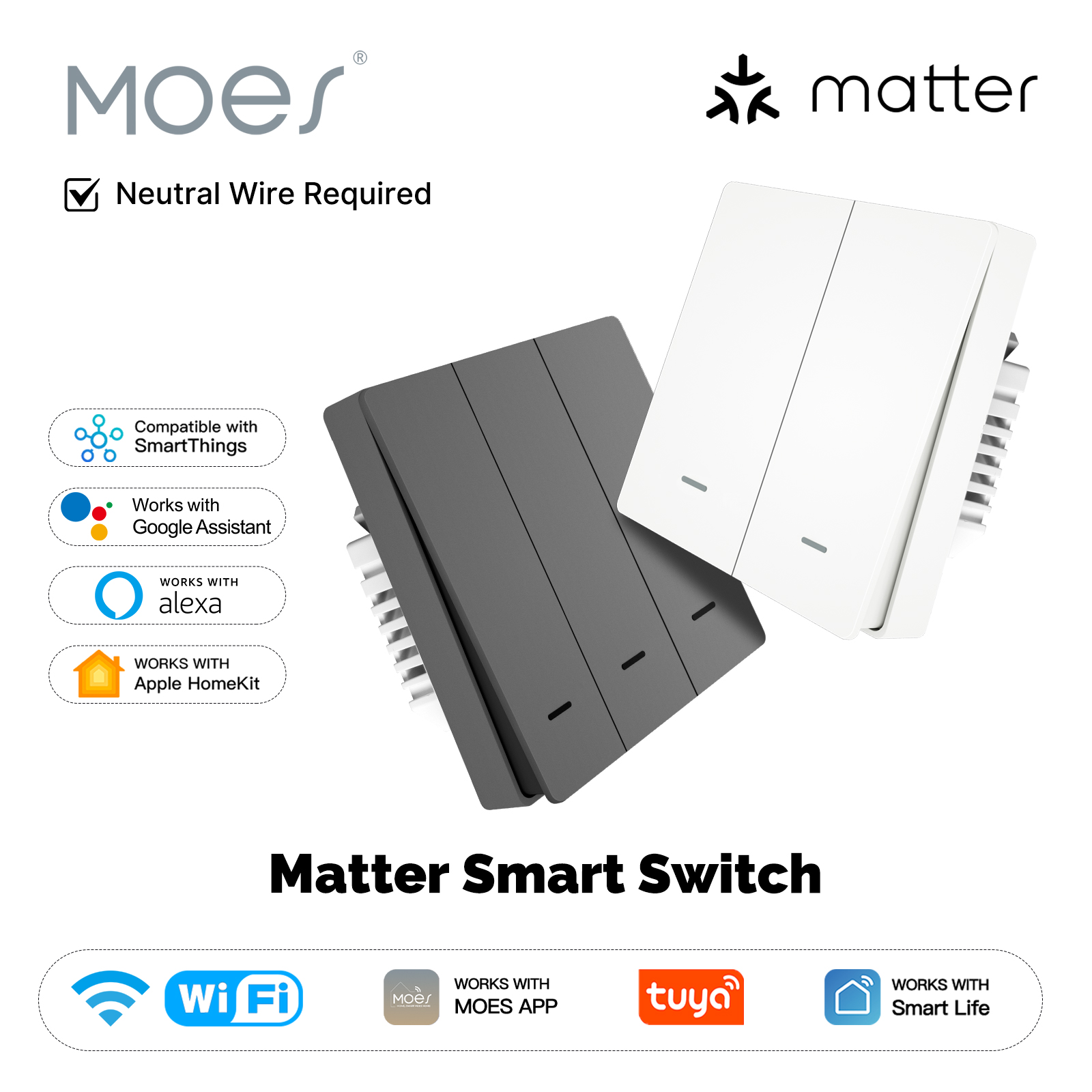 Smart Home Kit - MOES Matter Tuya WiFi Sakelar Tombol